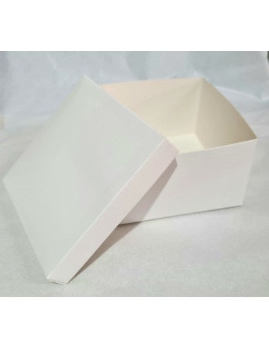 Scatola pieghevole con coperchio lino bianca 8 X 8 X 6 cm (10 pezzi) -  Party e Bomboniere